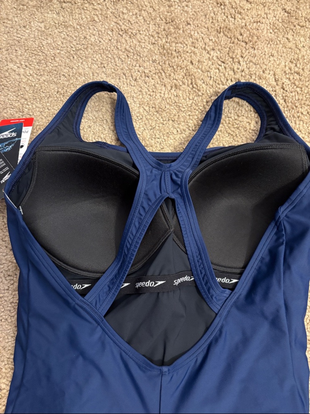 Speedo Solid Navy Athletic One-Piece Swimsuit - Picture 3 of 5